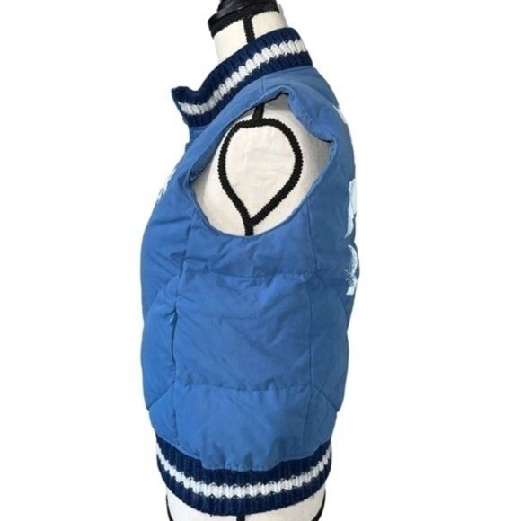 Pink Victoria’s Secret Blue Quilted Down Vest With Zipper Front Womens Sz XS/S - Picture 3 of 13